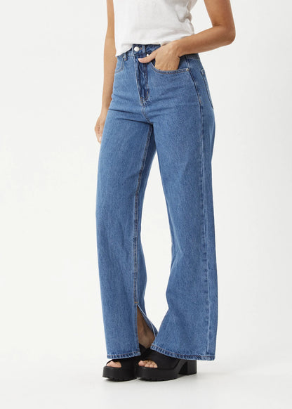 AFENDS // Bella Wide Leg Baggy Jean WORN BLUE