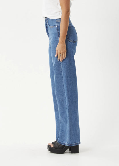 AFENDS // Bella Wide Leg Baggy Jean WORN BLUE