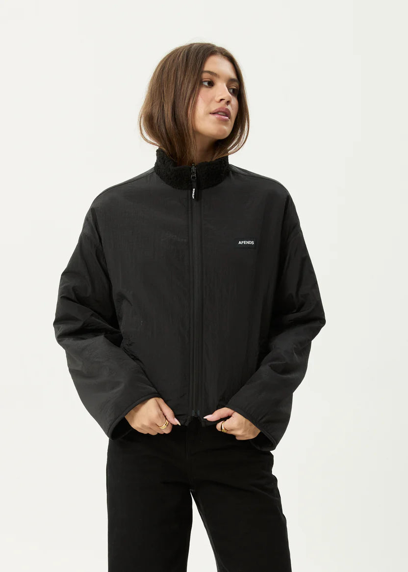 AFENDS // Berlin Reversible Fleece Jacket BLACK