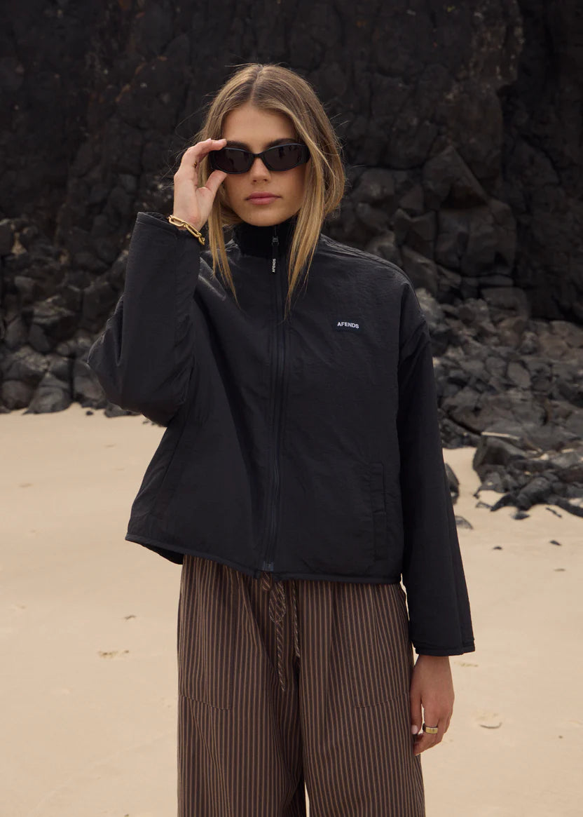 AFENDS // Berlin Reversible Fleece Jacket BLACK