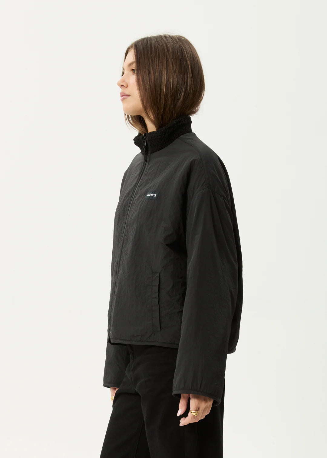 AFENDS // Berlin Reversible Fleece Jacket BLACK