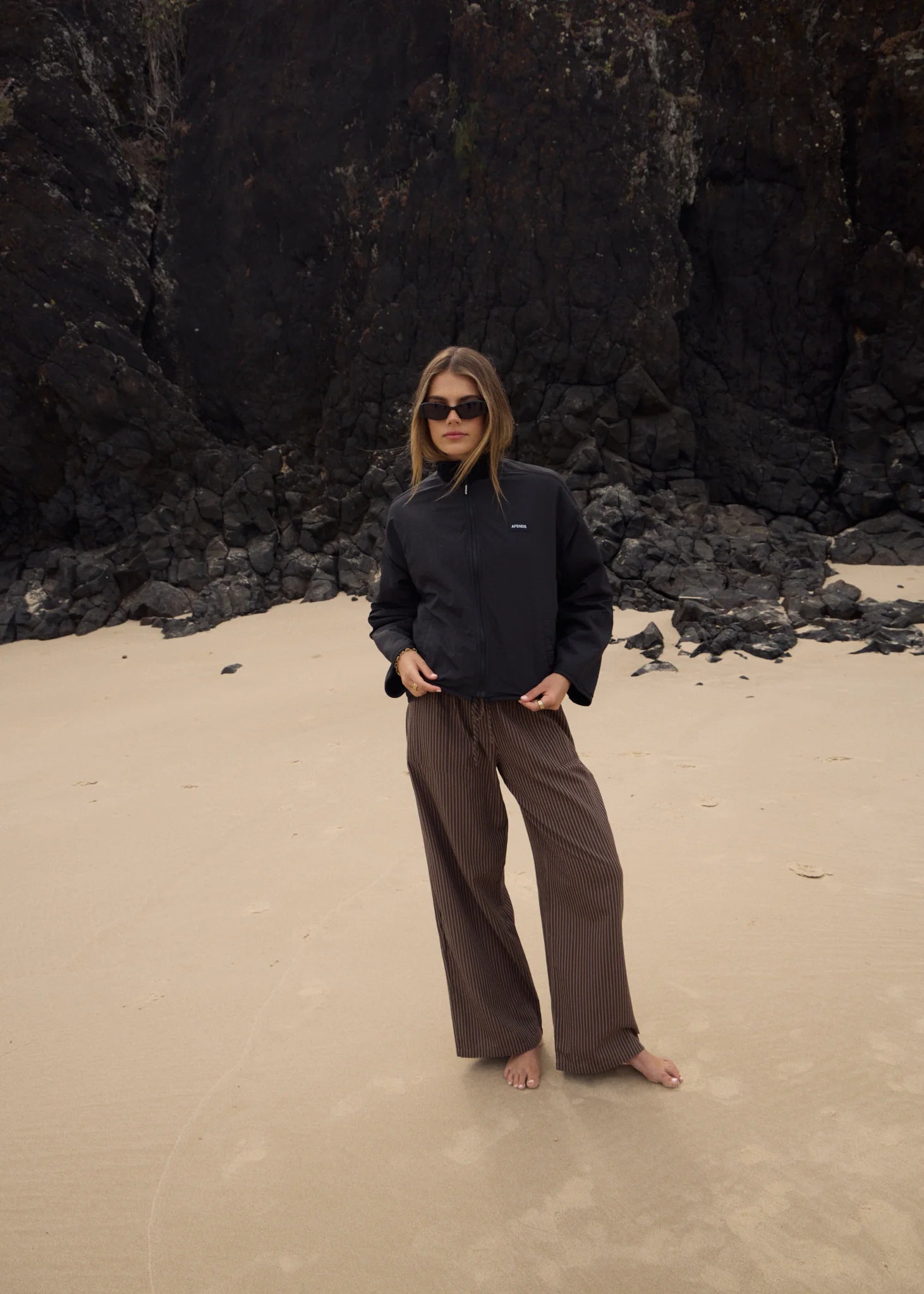 AFENDS // Berlin Reversible Fleece Jacket BLACK