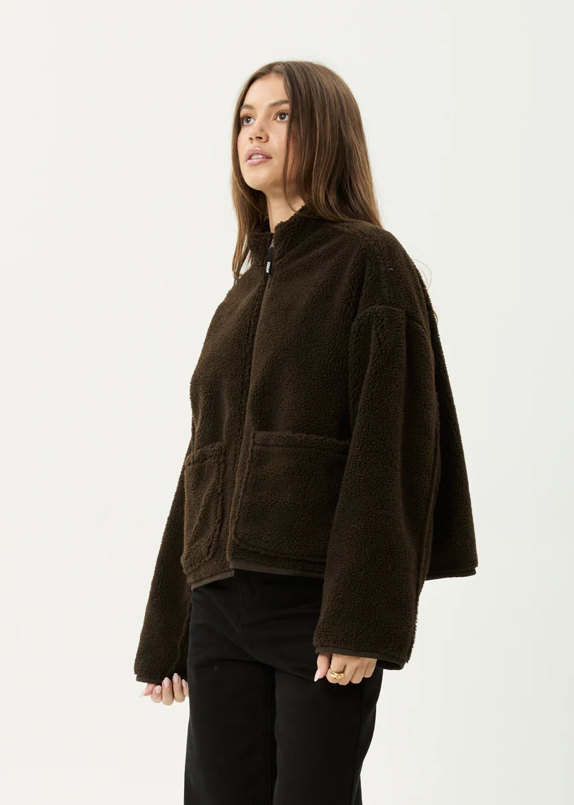 AFENDS // Berlin Reversible Fleece Jacket COFFEE