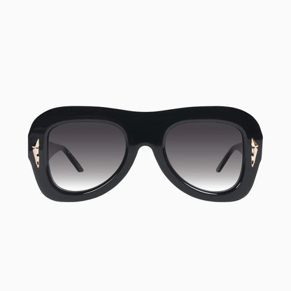 VALLEY // Bowery GLOSS BLACK w. GOLD METAL/BLACK GRADIENT LENS