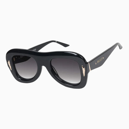 VALLEY // Bowery GLOSS BLACK w. GOLD METAL/BLACK GRADIENT LENS