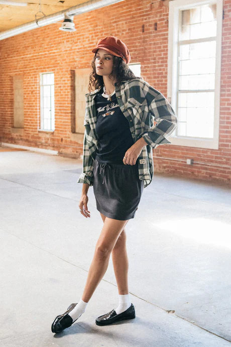 BRIXTON // Bowery Vintage LS Overshirt GREEN/BLUE