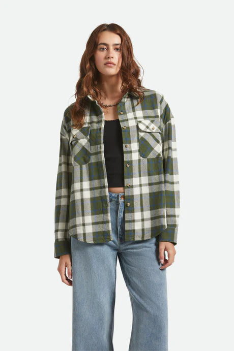 BRIXTON // Bowery Vintage LS Overshirt GREEN/BLUE