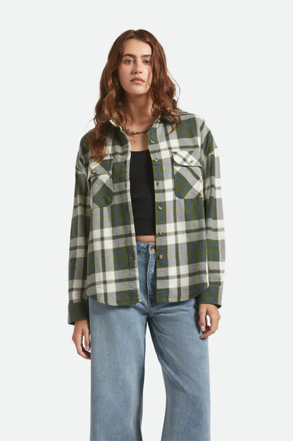 BRIXTON // Bowery Vintage LS Overshirt GREEN/BLUE