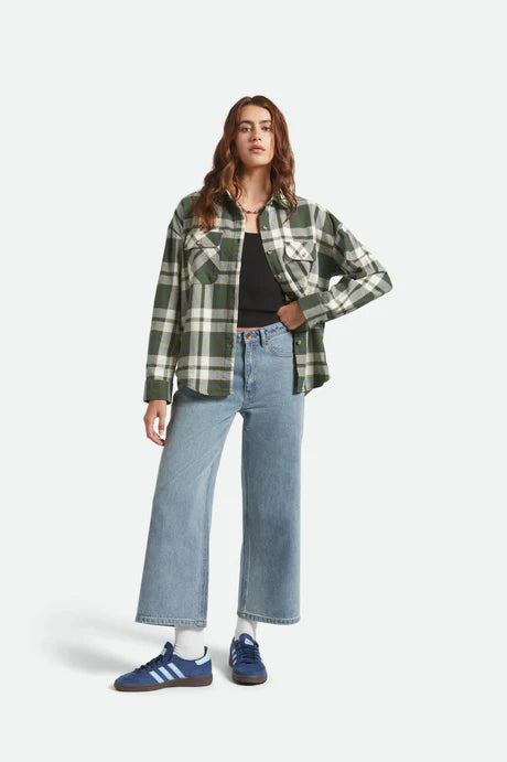 BRIXTON // Bowery Vintage LS Overshirt GREEN/BLUE