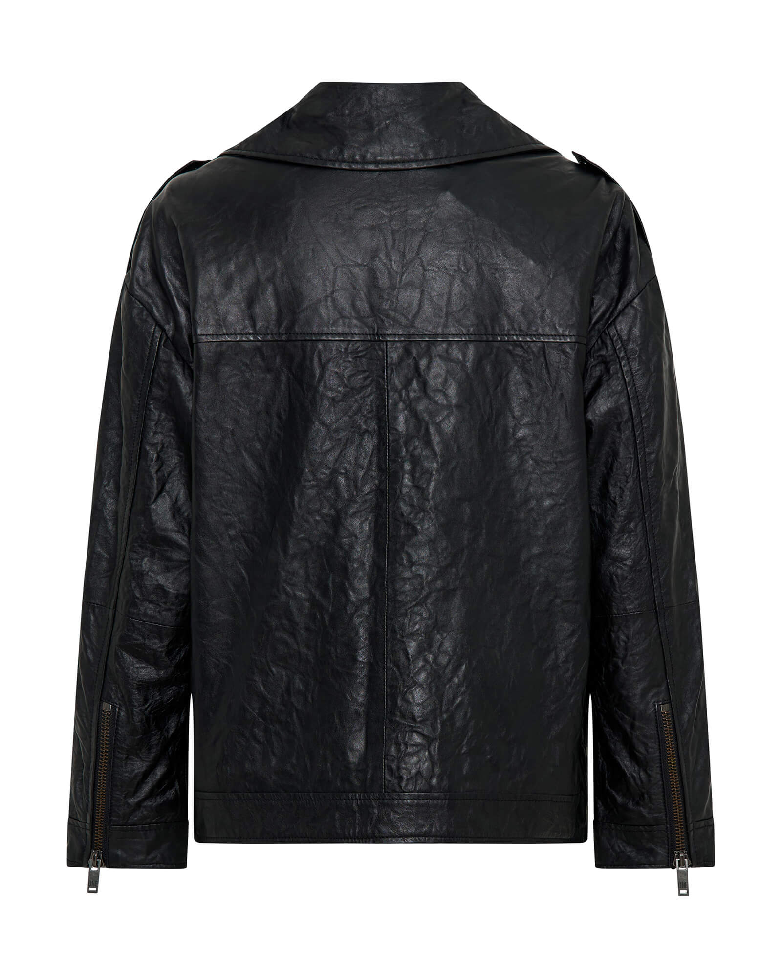 Boyfriend Leather Biker Jacket BLACK