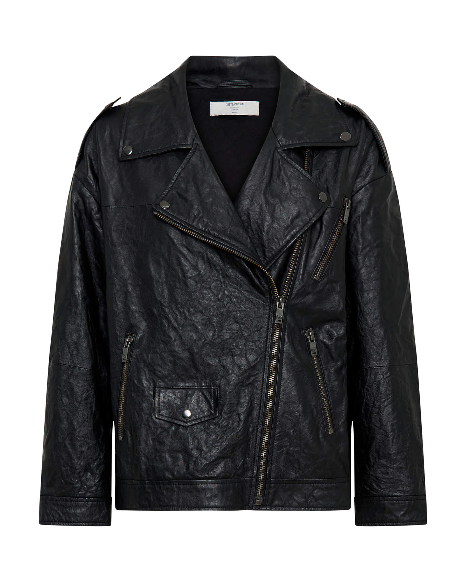 Boyfriend Leather Biker Jacket BLACK