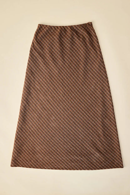 OTTWAY // Brodie Midi Skirt BROWN PLAID