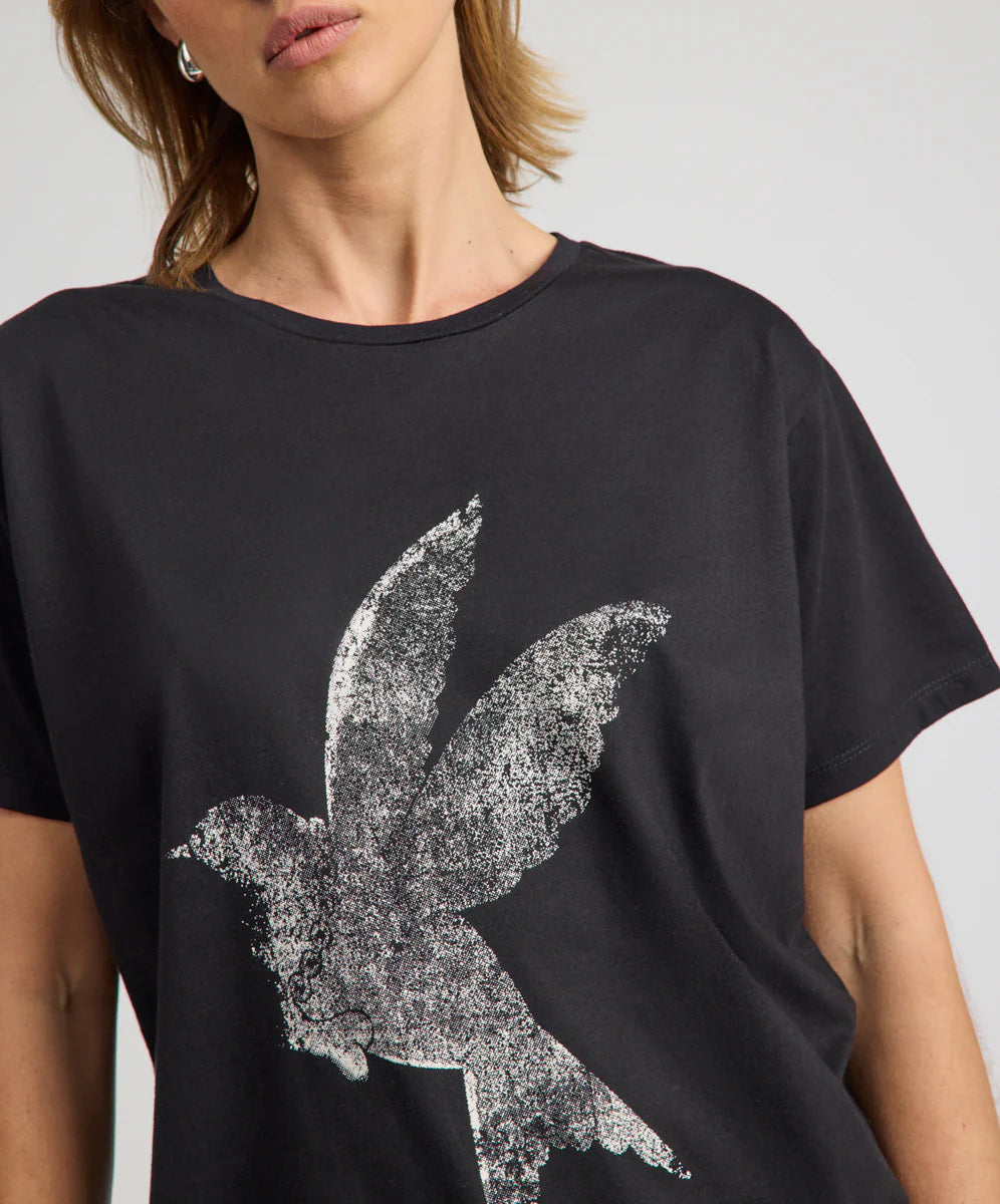 ONE TEASPOON // Brushed Bowerbird Boyfriend Tee BLACK