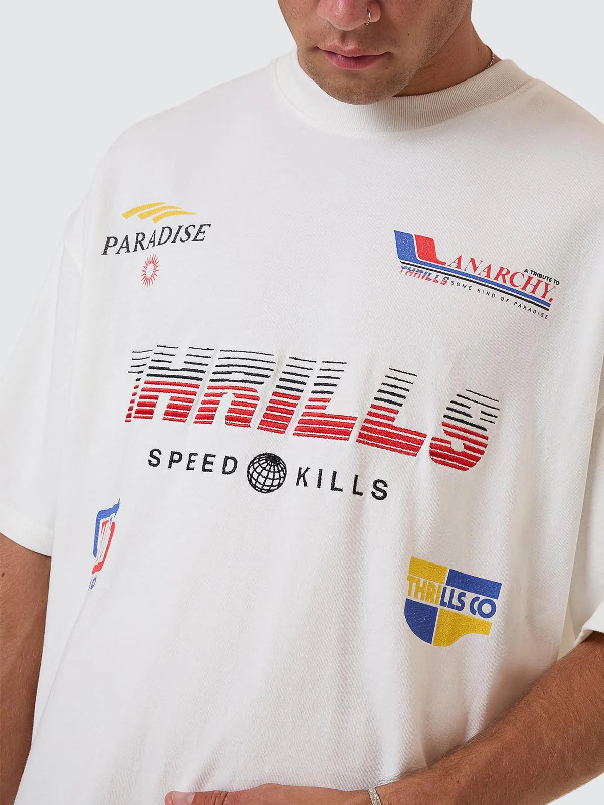 THRILLS // Anarchy In Paradise Box Fit OS Tee DIRTY WHITE