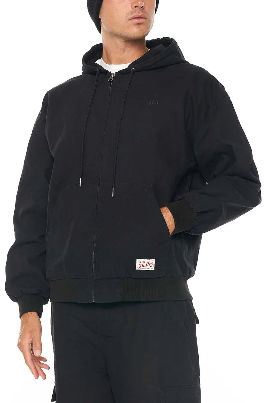 HUFFER // Canvas Zip Hood WASHED BLACK