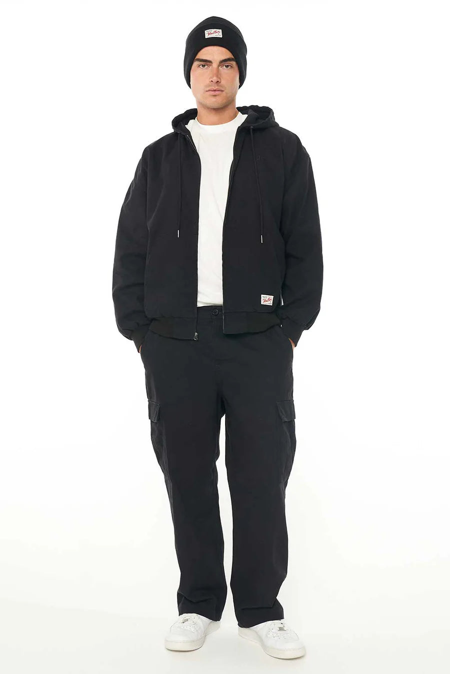 HUFFER // Canvas Zip Hood WASHED BLACK