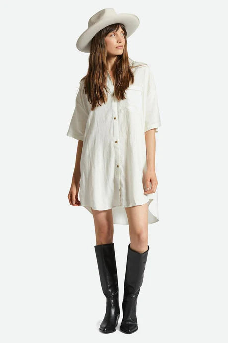 BRIXTON // Condesa Linen Shirtdress OFFWHITE