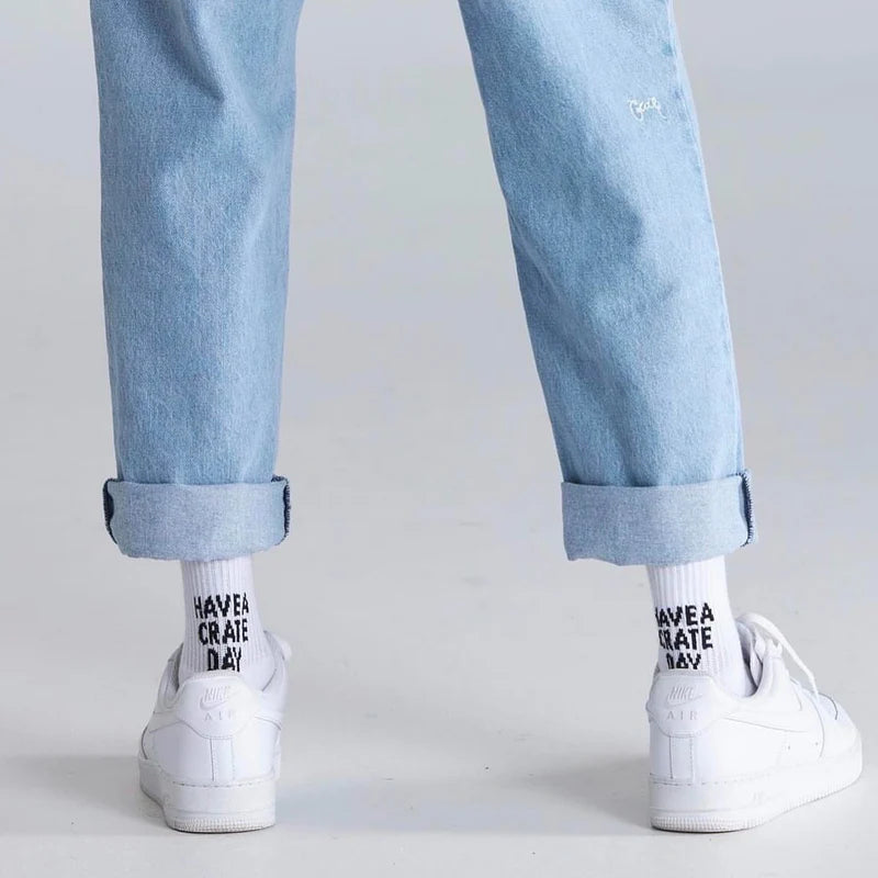 CRATE // Scripted Sock Pack WHITE