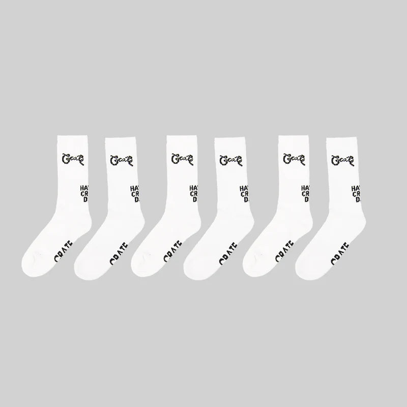 CRATE // Scripted Sock Pack WHITE