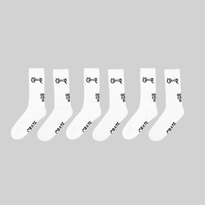 CRATE // Scripted Sock Pack WHITE