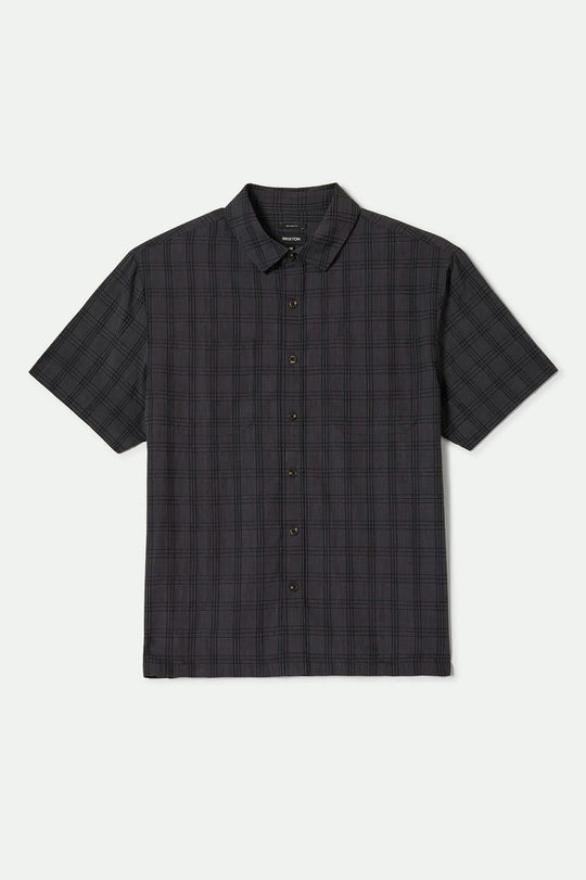 BRIXTON //Cru Oxford Shirt CHARCOAL/BLACK PLAID