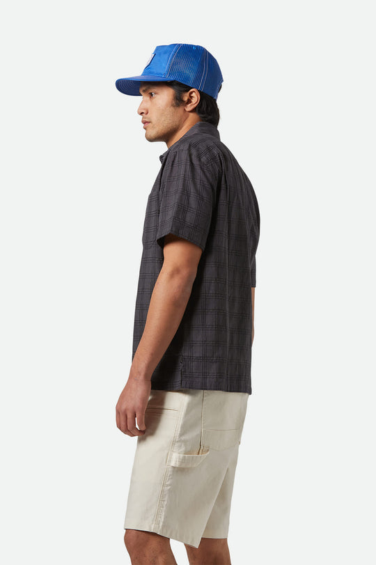 BRIXTON //Cru Oxford Shirt CHARCOAL/BLACK PLAID