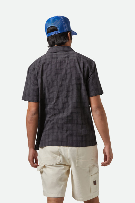 BRIXTON //Cru Oxford Shirt CHARCOAL/BLACK PLAID