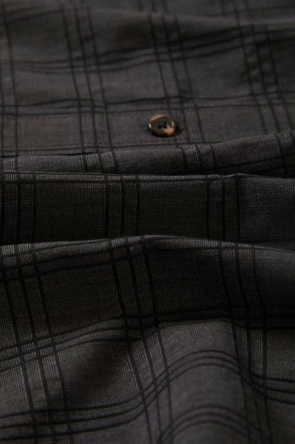 BRIXTON // Cru Oxford Shirt CHARCOAL/BLACK PLAID