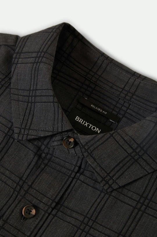 BRIXTON //Cru Oxford Shirt CHARCOAL/BLACK PLAID
