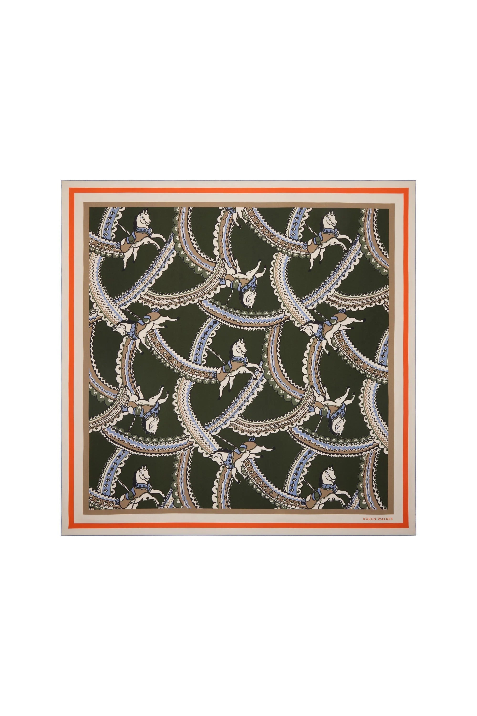 Carousel Classic Silk Scarf OLIVE MULTI