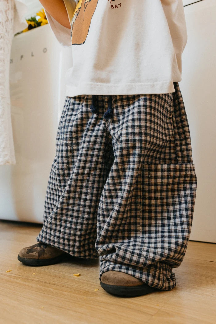 Chef Baggy Kids Pants BLUE/CREAM CHECK