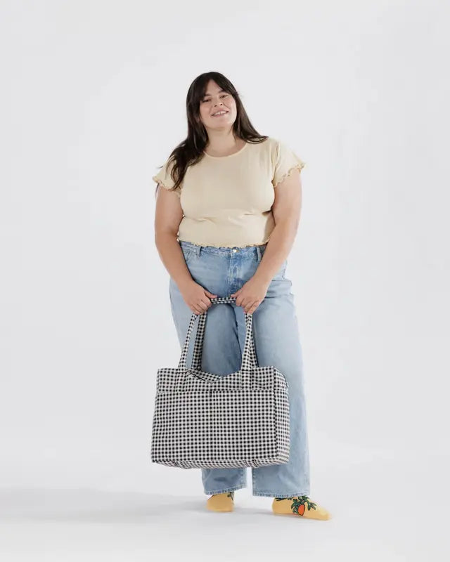 BAGGU // LARGE Cloud Carry-on GINGHAM BLACK/WHITE