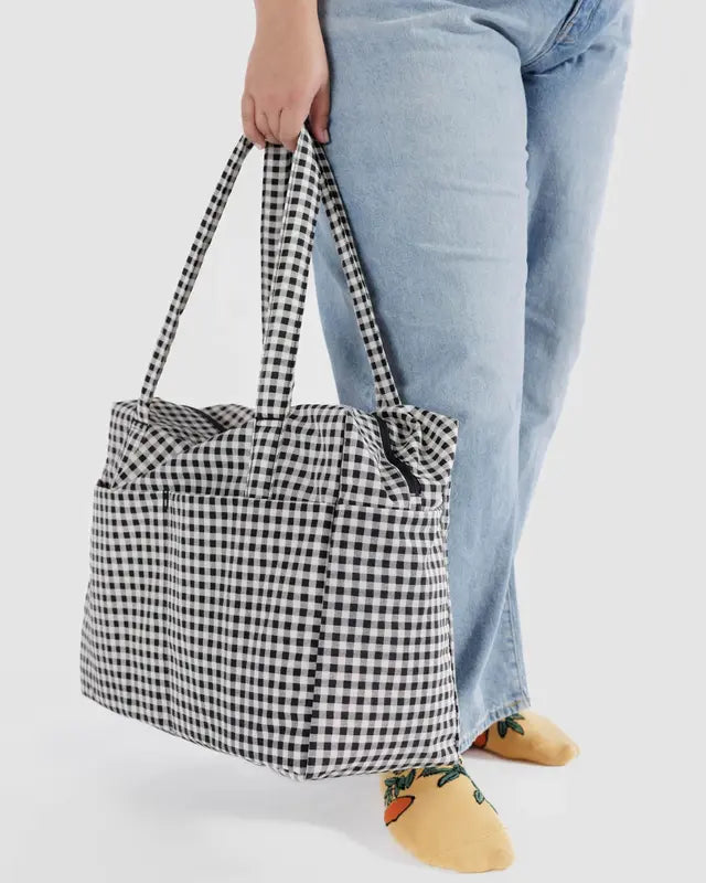 BAGGU // LARGE Cloud Carry-on GINGHAM BLACK/WHITE