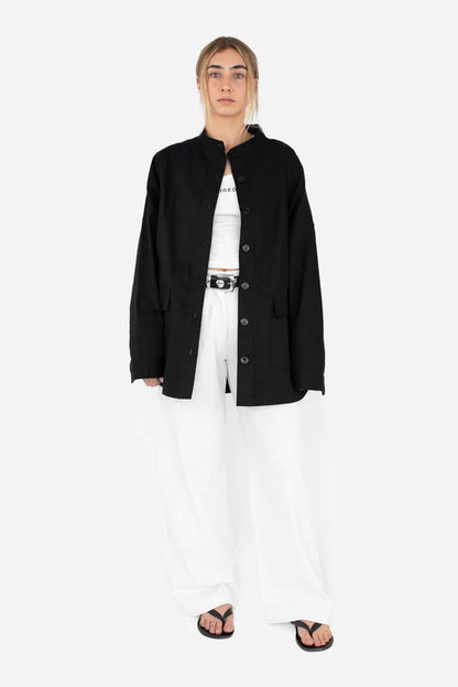 BEIGED // Collarless Shacket BLACK