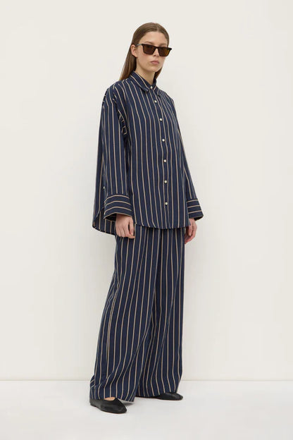 ASSEMBLY LABEL // Colleen Stripe Shirt NAVY/TAN