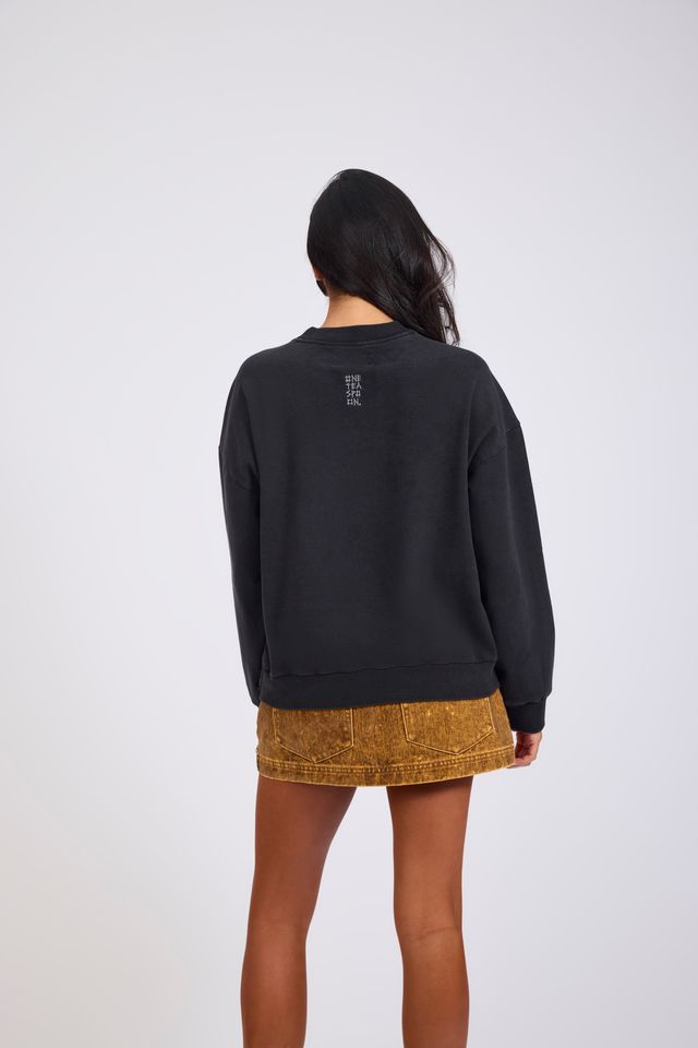 ONE TEASPOON // Crystal Leaf OS Sweater WASHED BLACK