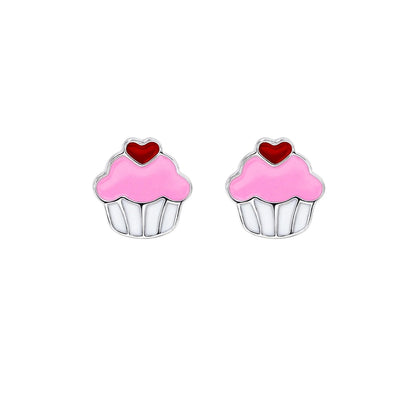 SILVER LININGS // Kids Cupcake Enamel Studs