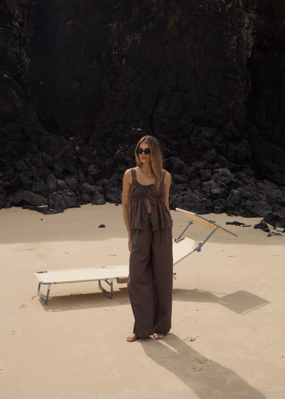 AFENDS // Cyrus Wide Leg Pant COFFEE STRIPE