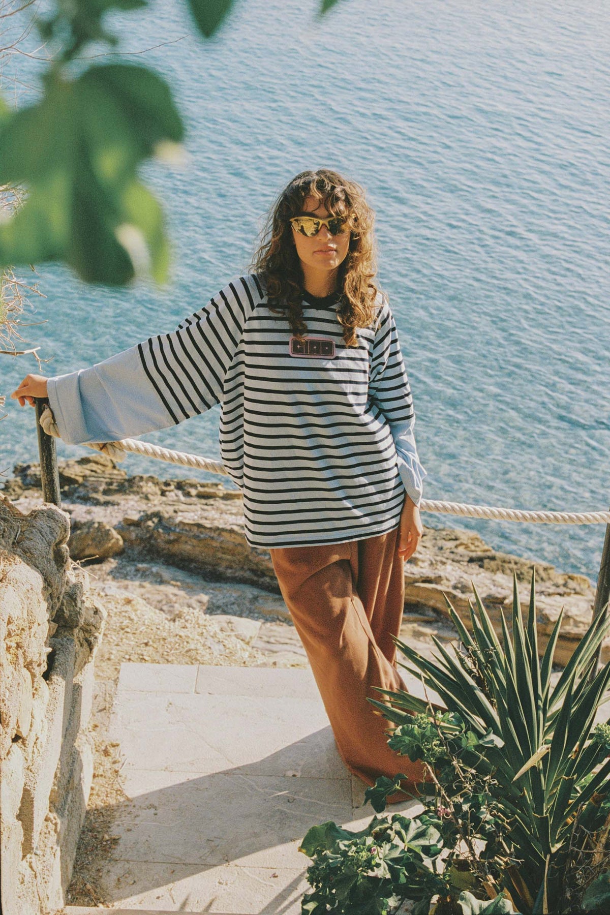 Double Trouble LS Tee BLUE STRIPE