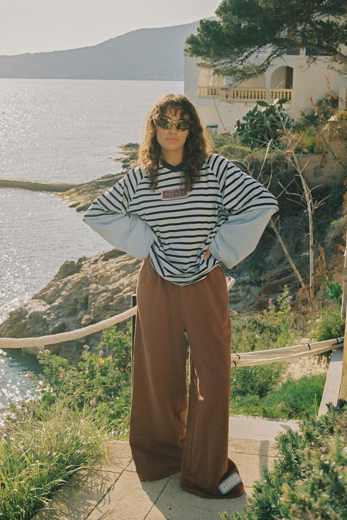 Double Trouble LS Tee BLUE STRIPE