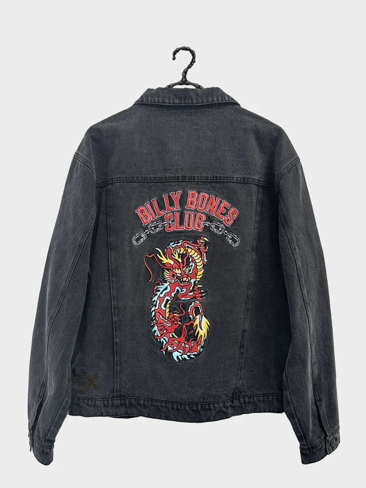 BILLY BONES // Dragon Denim Jacket BLACK