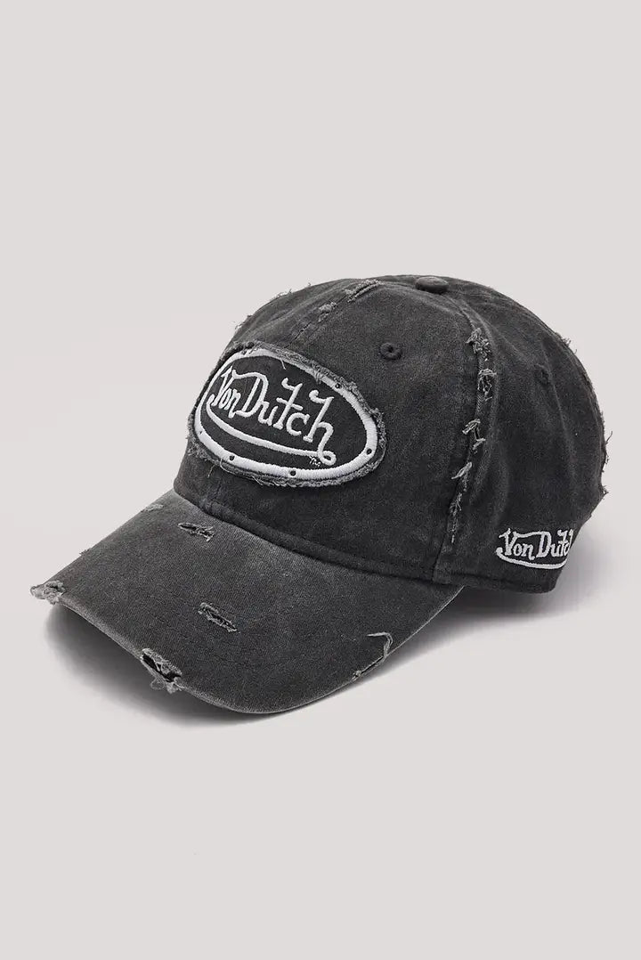 VON DUTCH // Destroyed Dad Cap BLACK