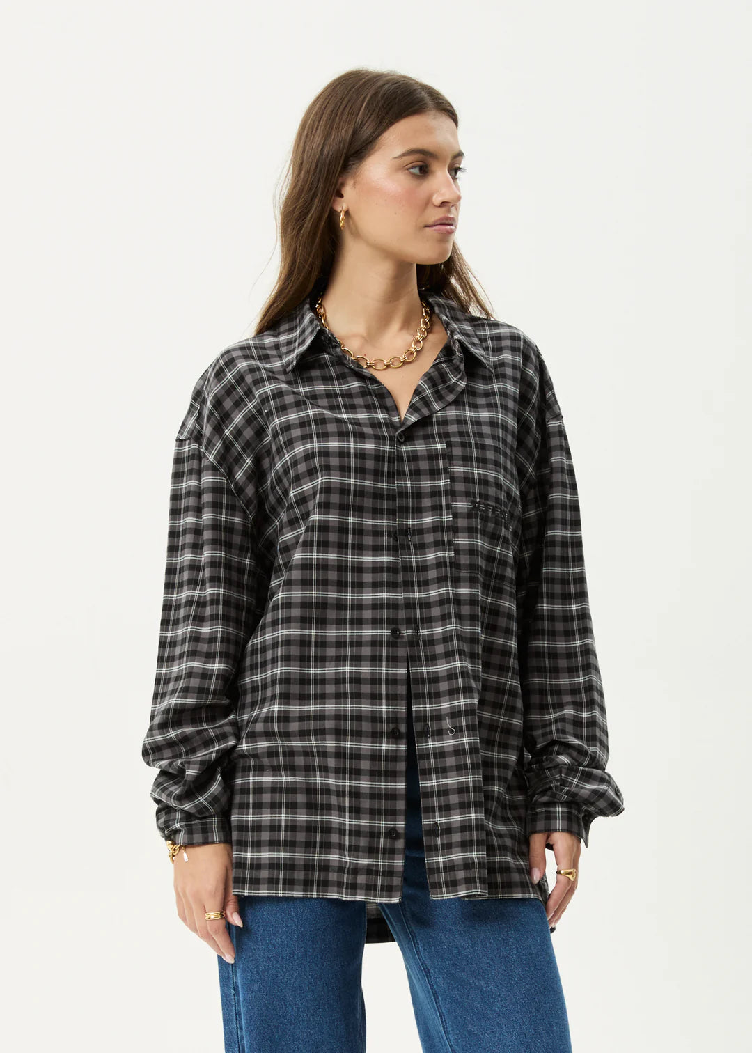 AFENDS // Darkness LS Shirt BLACK CHECK