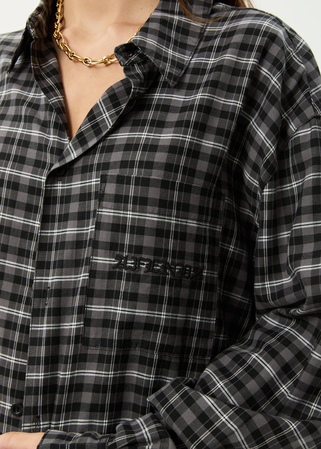 AFENDS // Darkness LS Shirt BLACK CHECK