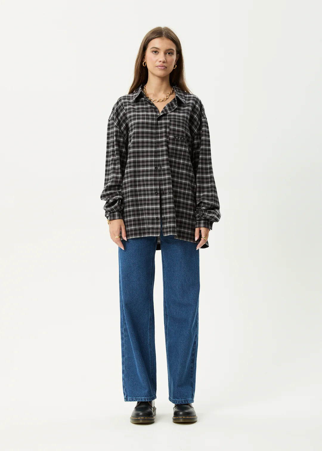 AFENDS // Darkness LS Shirt BLACK CHECK