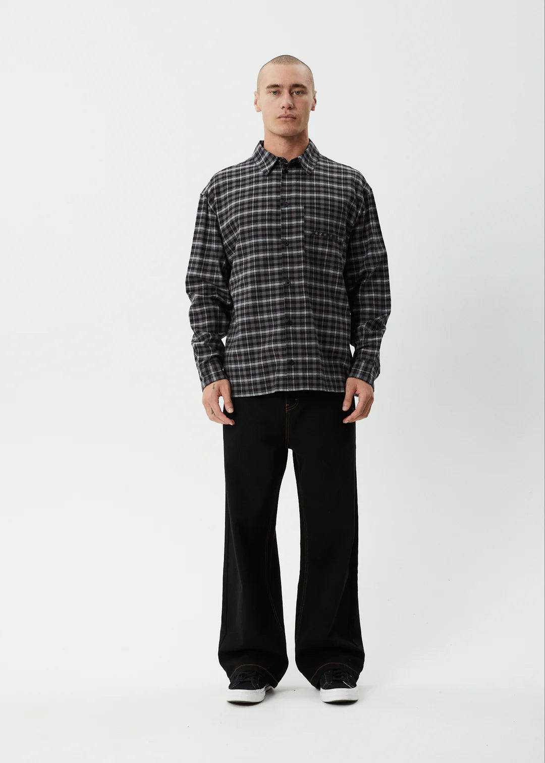 AFENDS // Darkness LS Shirt BLACK CHECK