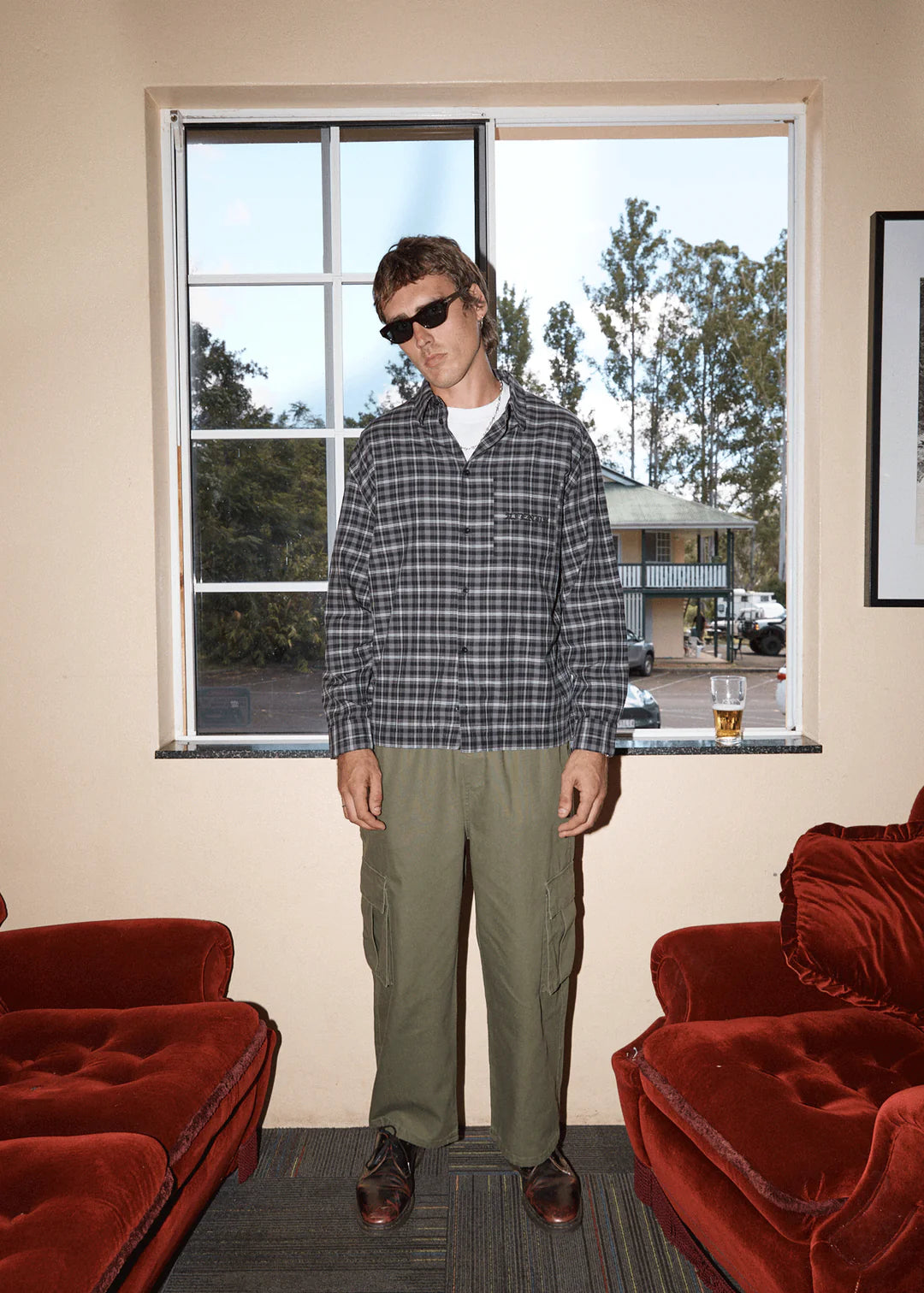 AFENDS // Darkness LS Shirt BLACK CHECK
