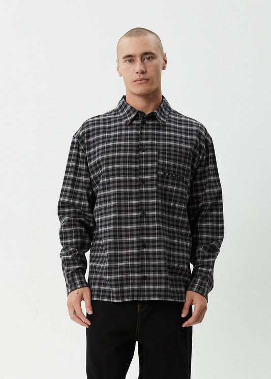 AFENDS // Darkness LS Shirt BLACK CHECK