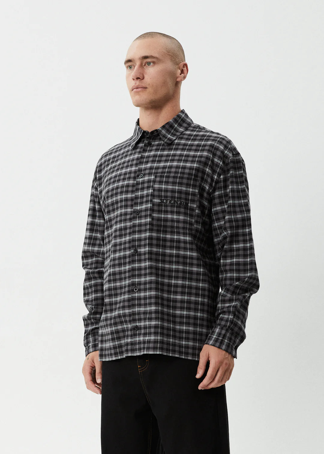 AFENDS // Darkness LS Shirt BLACK CHECK