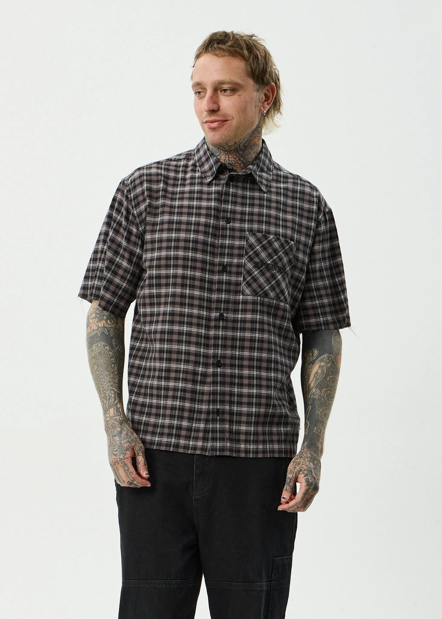 AFENDS // Darkness SS Shirt BLACK CHECK